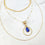 Saira Teardrop Blue Cat's eye layered Necklace